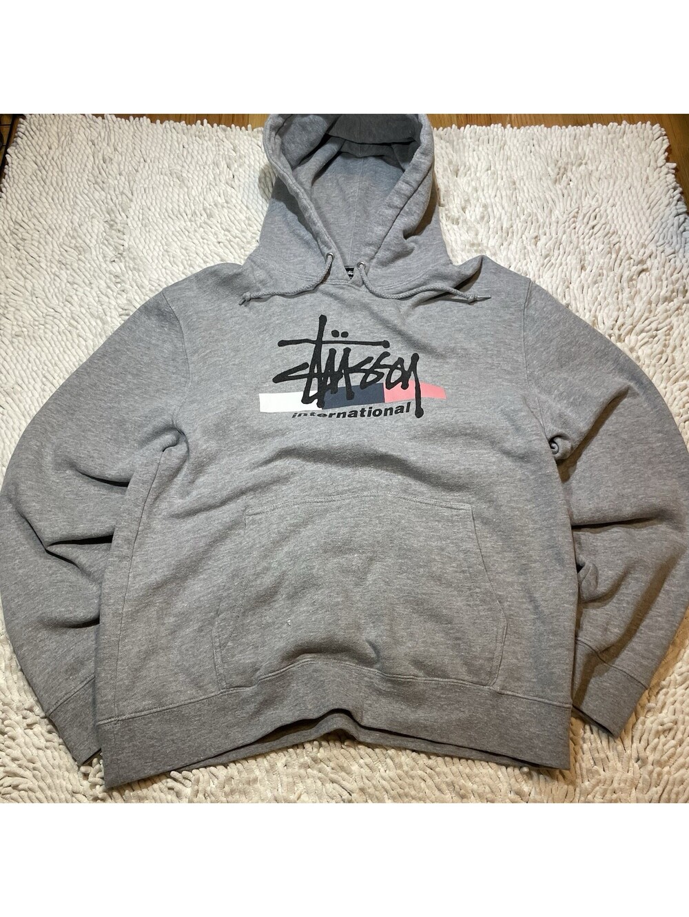 Vintage Y2K Stussy International Graphic Made In USA Hoodie Men Size M Oversized